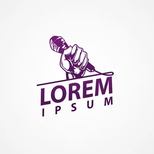 的手紫色标志矢量素材,紫色,绘制,麦克风,手,ktv标志,图标,创意设计