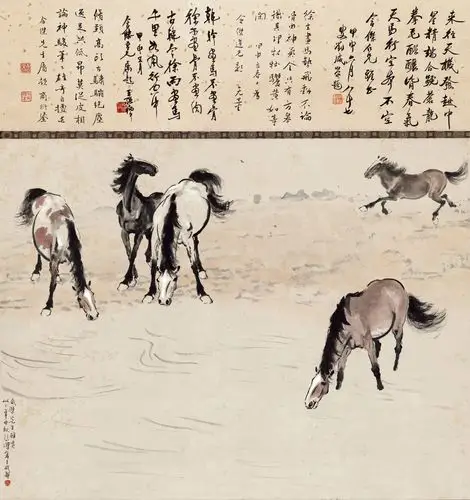 徐悲鸿_五马图_纸本_96.3x104.6cm