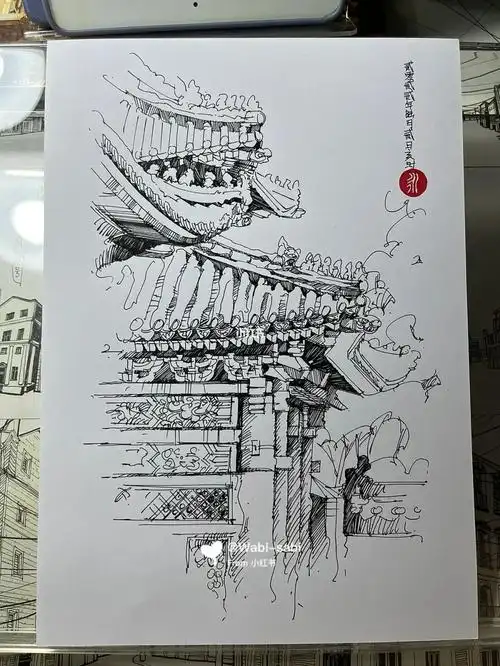 钢笔建筑速写  #建筑手绘  #故宫