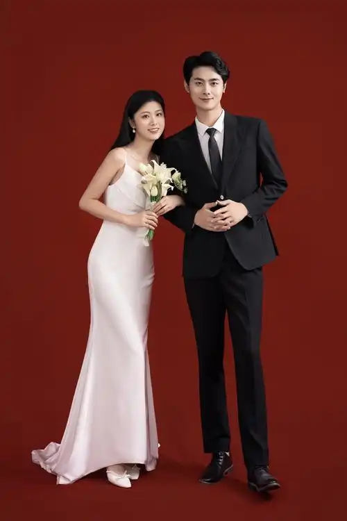 纯色背景婚纱照