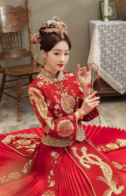 秀禾服春秋季2022新款中式新娘服女结婚缎面礼服显瘦秀禾小个子秀禾服