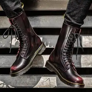 英伦风男士真皮长靴高帮马丁靴秋冬季长筒情侣靴47特大码48工装靴