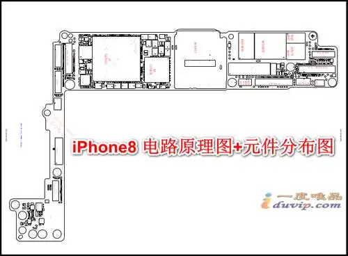 苹果iphone8plus手机电路图元件分布图