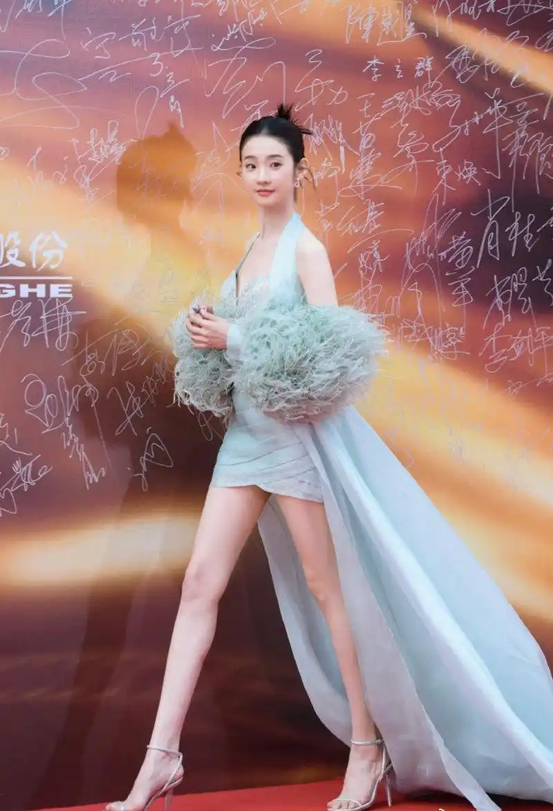 张艺凡华表奖红毯:少女感脸型,逆天的大长腿,配上飘逸轻柔的裙子,仙气