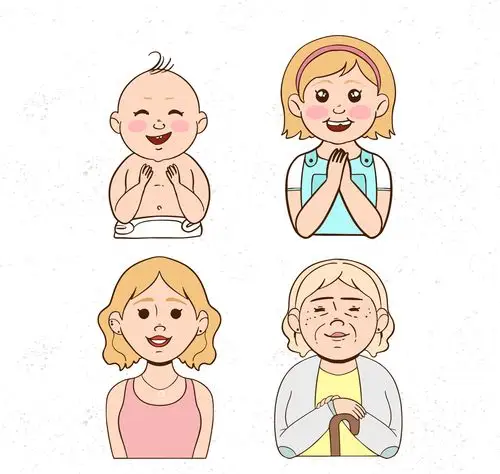 4款创意不同年龄女子半身像矢量图_矢量人物_懒人图库