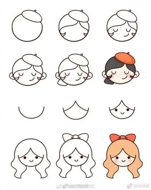 女生动漫人物图片可爱动漫女孩素描简笔画作品欣赏怎么画卡通可爱女