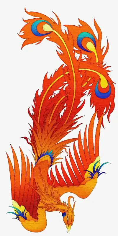 红色凤凰手绘元素