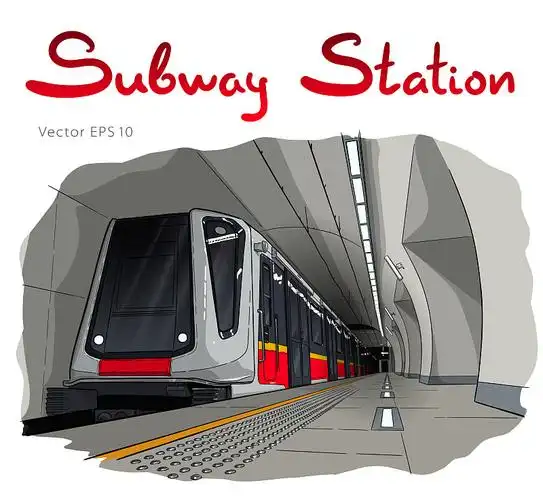 手绘莫斯科轻轨地铁站