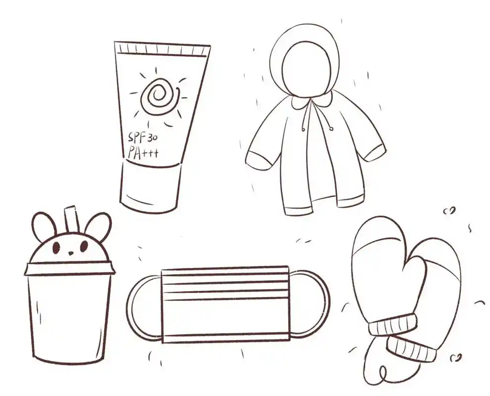 简笔画|生活用品简笔画 这期是应粉丝要求画的哟,有雨衣,雨鞋,帽子