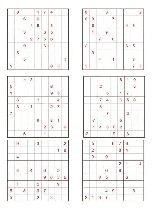 理学九宫格数独题目打印版无答案