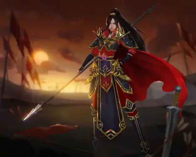 一个女将军的绘画过程图|插画|游戏原画|崔十二 - 原创作品 - 站酷