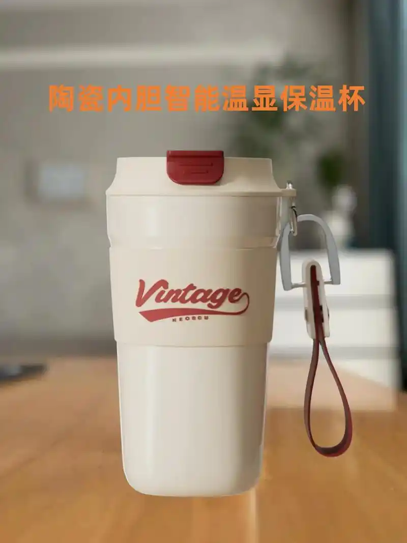 高颜值陶瓷内胆智能显温保温杯500ml.材质:内胆:纳米水性 - 抖音