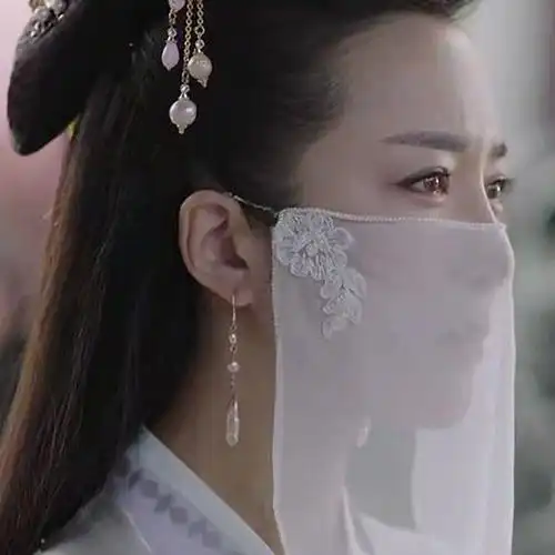 包邮女面纱扶摇同款 新款古装汉服蒙面 防晒遮脸纱巾纯色古风配饰