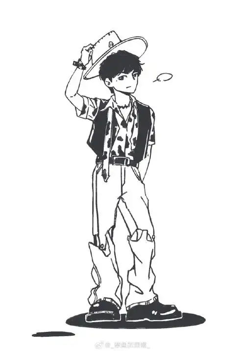 周深超话#周深粉丝思念成疾#凑齐了9张黑白小画,合起来发发.