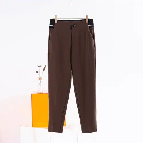 欧货2021秋季新款弹力织带字母西装裤女高腰休闲裤