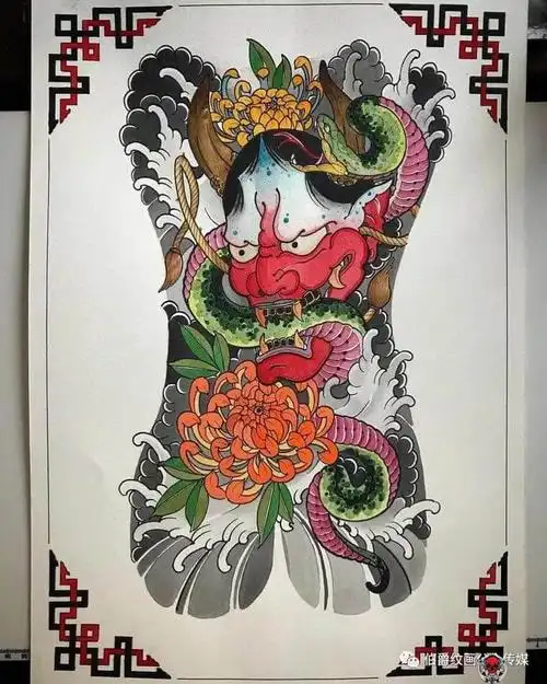 半甲花臂手稿分享_成都千灵刺青纹身