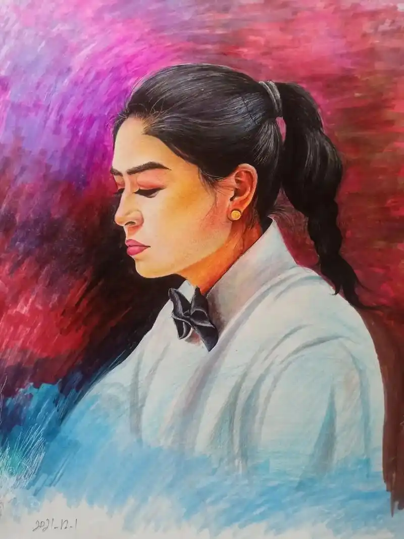 #彩铅笔画 我的彩铅笔肖像画作品! - 抖音