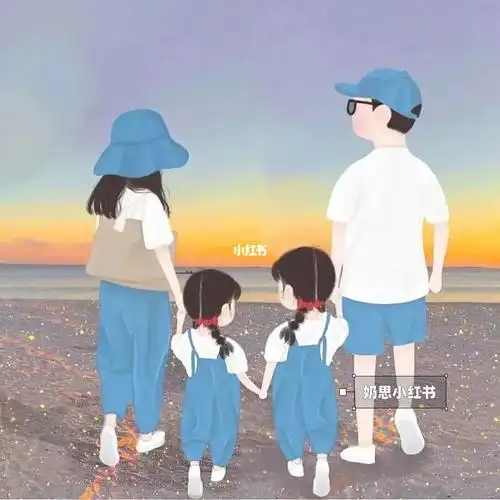 一家四口亲子头像分享#亲子卡通头像  #头像分享  #亲子头像  #头像