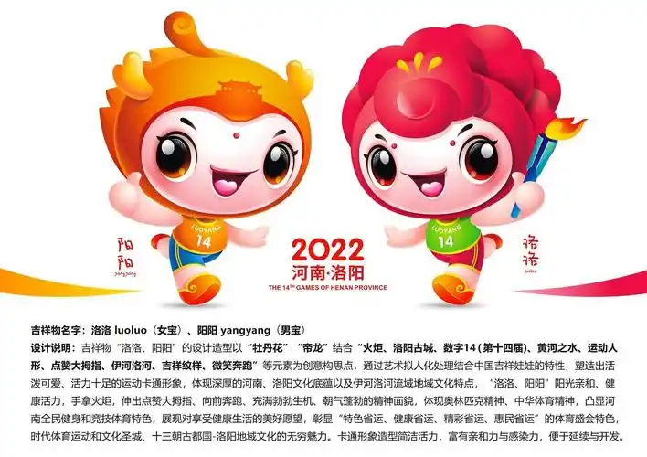 你好我的名字叫洛洛阳阳河南省第十四届运动会发布会徽吉祥物