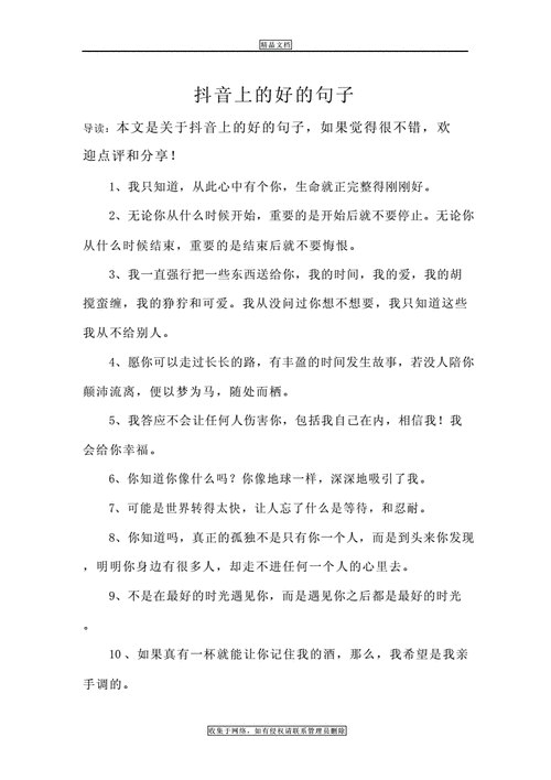 抖音上的好的句子教学文案docx9页