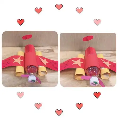 李亦涵小朋友和妈妈用矿泉水瓶做了一个非常有创意的小飞机