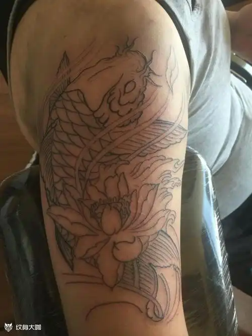 鲤鱼割线完成_纹身图案手稿图片_微微的纹身作品集