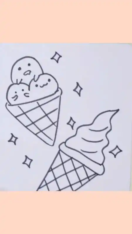 画画原来如此简单你喜欢哪种冰淇淋简笔画画画