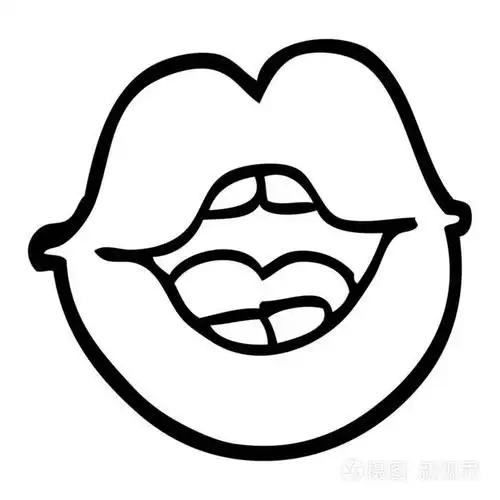 黑白卡通红唇插画-正版商用图片1479gu-摄图新视界