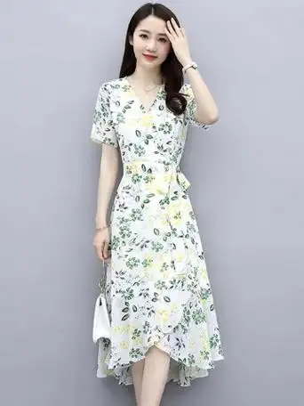 碎花连衣裙女装夏季简约大方气质名媛妈妈高级感裙子 - 17网