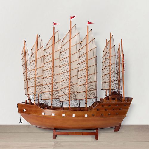 郑和宝模型手工一帆风顺摆件家居中式帆船古典木质工艺船