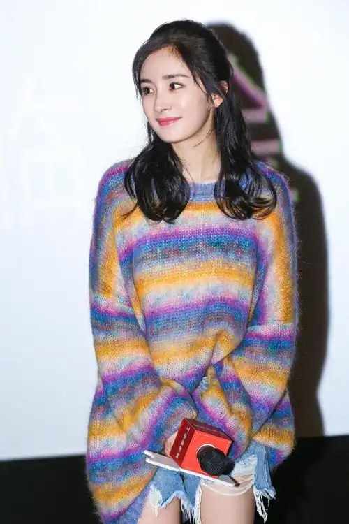 3139#杨幂同款 韩版圆领拼色条纹长袖毛衣中长款 现货