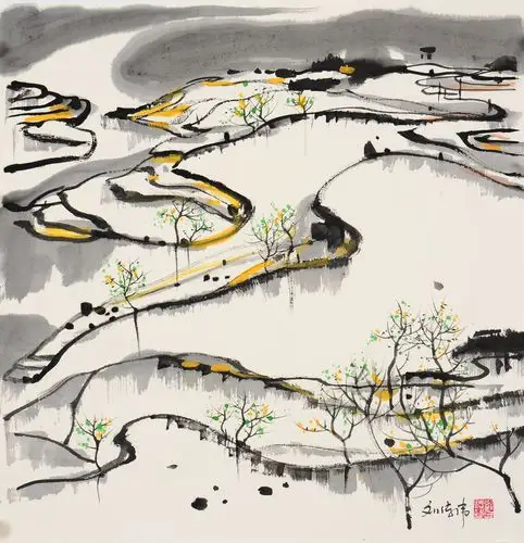 刘体伟 《江南水乡》 带合影 精品水墨 江苏省美术家协会会员