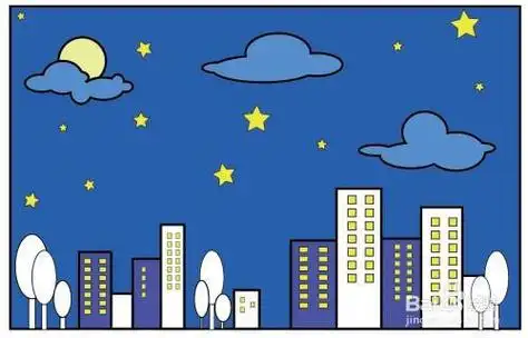 夜晚房子简笔画