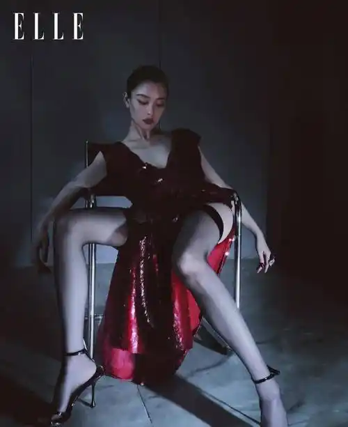 倪妮elle十二月刊封面,穿透明水晶衣灿若银河,性感撩人_时尚_电影