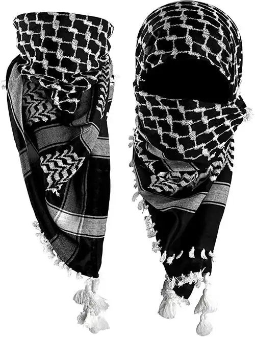 mora 优质围巾:大号 * 纯棉阿拉伯战术*沙漠头巾 keffiyeh 包裹带流苏