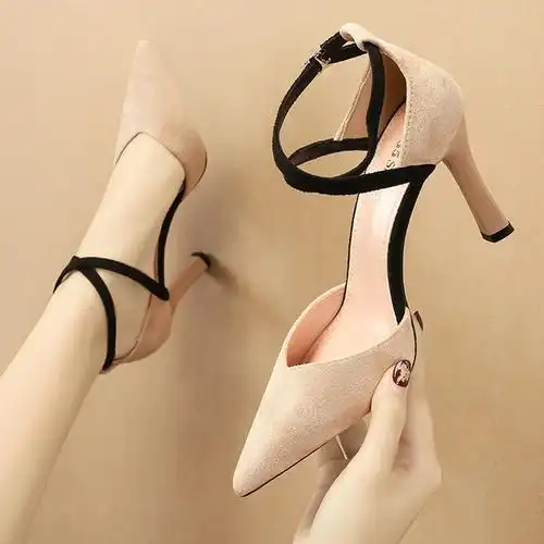 意尔康尖头女鞋2020新款凉鞋女夏性感细跟高跟鞋时装凉鞋