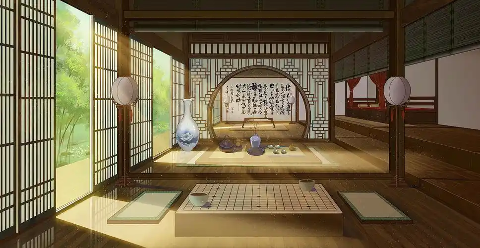 古风室内场景插画