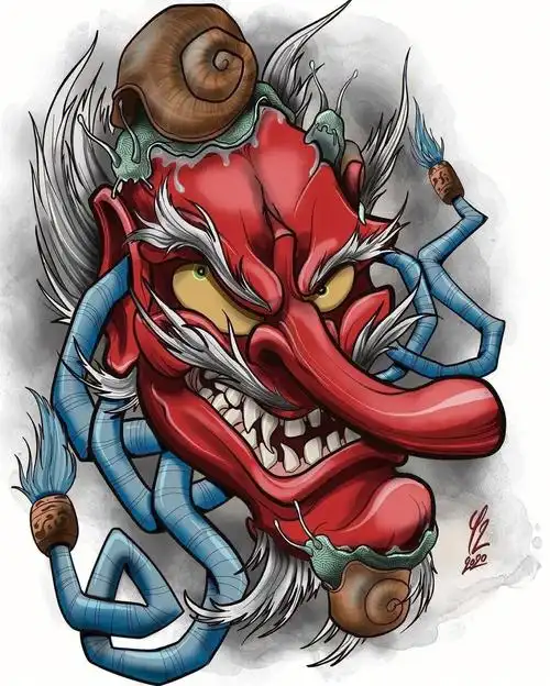 天狗纹身手稿适合花臂拼接