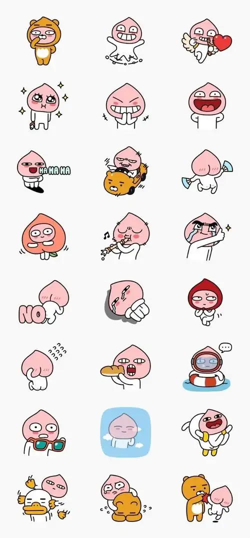 动态24款no2apeach屁桃kakaofriendskakao微信表情包淘宝网
