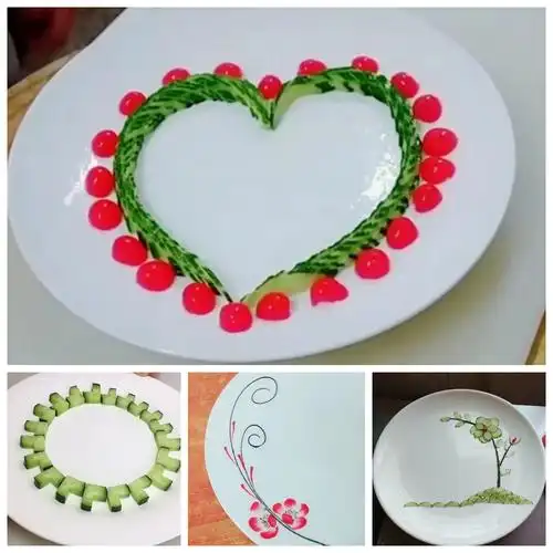 简单的几款菜品装盘围边