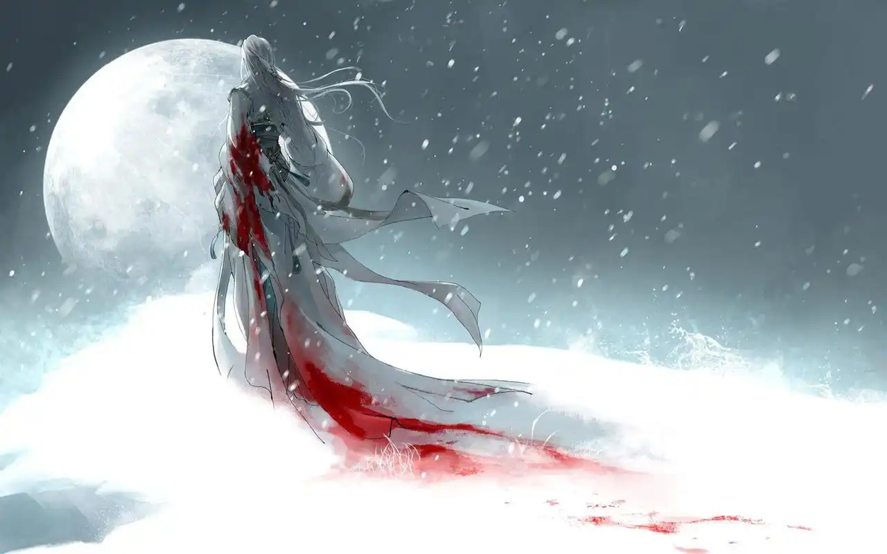 孤独伤感的古代美男,卡通矢量-回车桌面