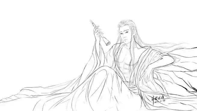 杨洋古装水墨古风手绘