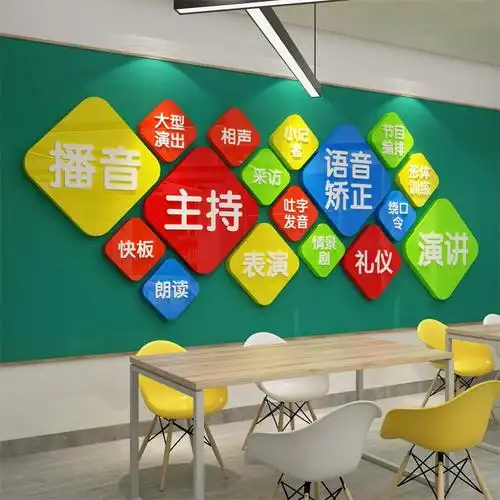 播音教室布置口才辅导班贴培训机构墙面装饰主持相声兴趣训练学
