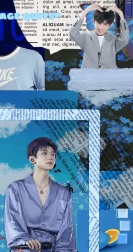 王源 复古拼接壁纸自制