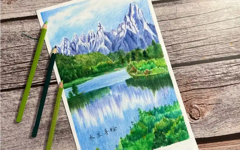 【彩铅】唯美彩铅风景绘——青山绿水系_哔哩哔哩_bilibili