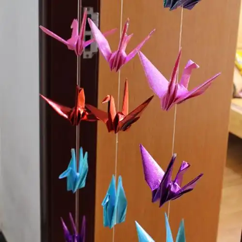 穿线 装饰_珠光折纸千纸鹤成品穿线一串10只彩色节日装扮用品创意个性