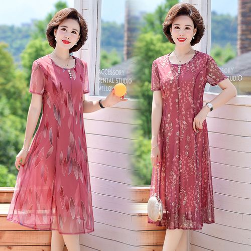 女式婚礼女士奶奶新款中年妈妈夏装连衣裙40岁50中老年女装洋气高贵