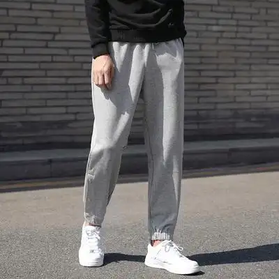 灰色男裤小脚加长高个子男生运动裤子115cm瘦高卫裤高腰休闲裤 原价35