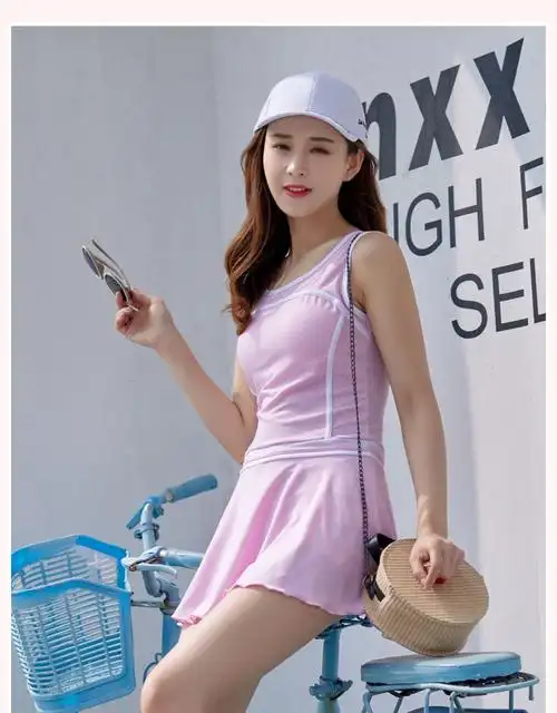 游泳衣连体女士2022新款保守遮肚显瘦裙式温泉款学生小胸运动泳装1601