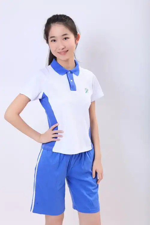 深圳中学生校服,莎臣豹校服,女中学生夏季短袖运动服 短袖上衣 短裤
